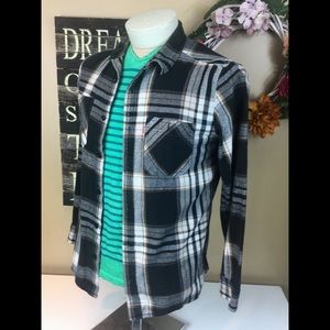 Levi’s Black Plaid Casual Button Down Size Small